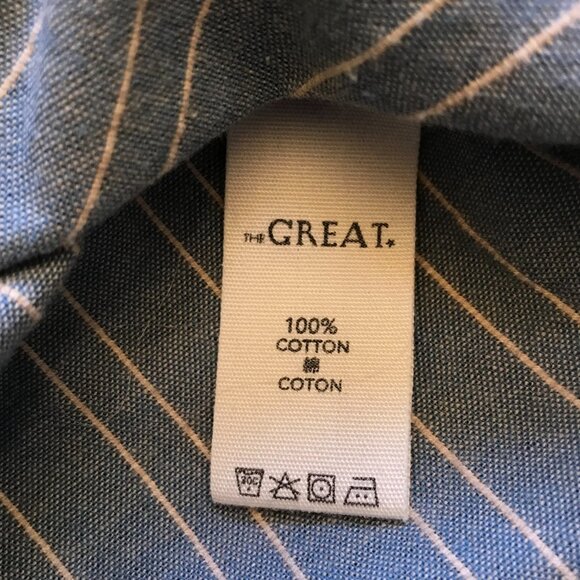 The GREAT Button Down Shirt Top Blouse Womens 1 Small Blue Short Sleeve Cotton - Picture 6 of 12